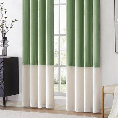 Rideaux occultants isolants en velours. Pièce obscurcissant 75% -95% Patchwork de blocs de couleur pour fenêtre de salon de chambre à coucher (ensemble de 2)
