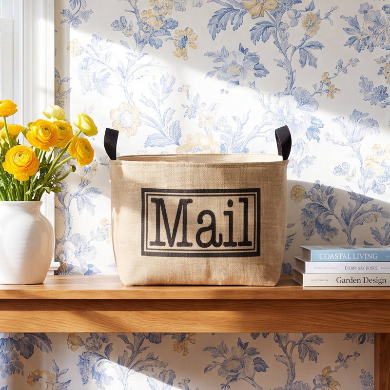 Mail Burlap Storage Fabric Bin