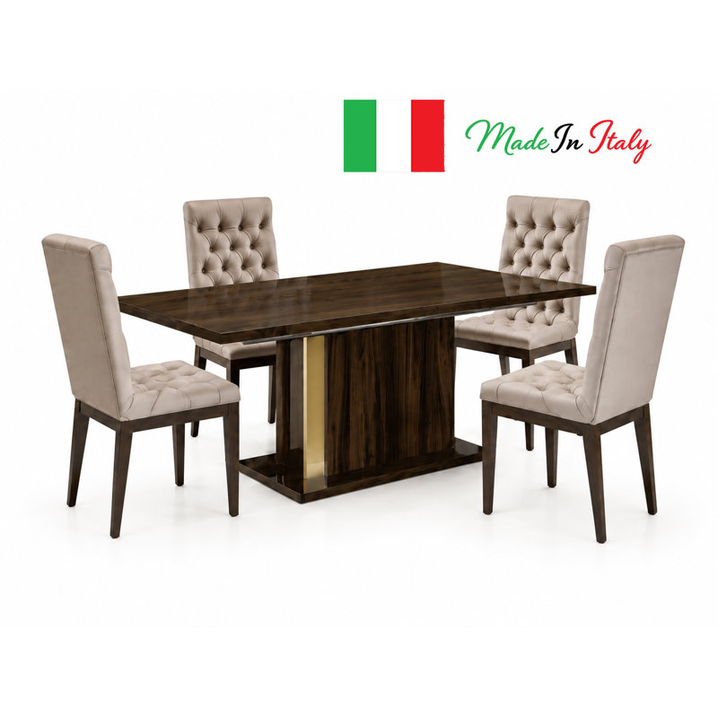 Montevino 5-Piece Extendable Dining Set with 4 Quilted Upholstered Chairs