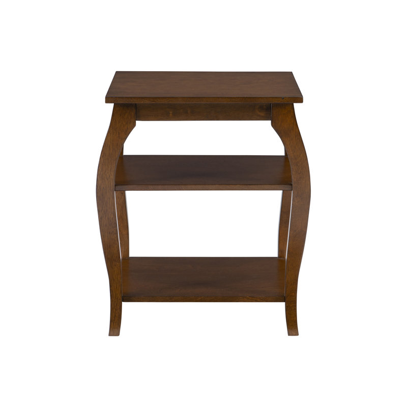 Kystin Solid Wood 2-Shelf End Table With Storage, Hazelnut