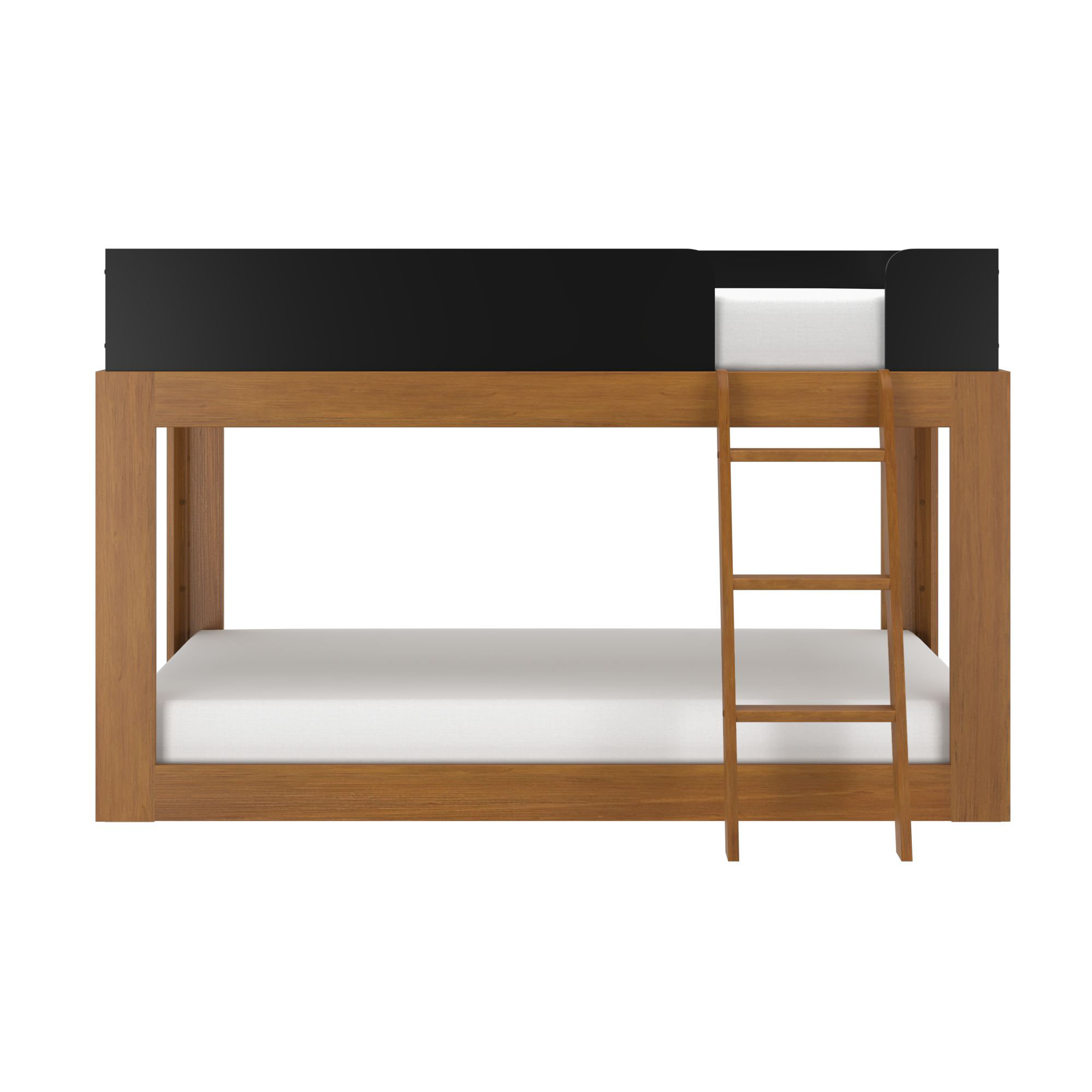 Ambur Twin over Twin Solid Wood Standard Bunk Bed, Black/Pecan
