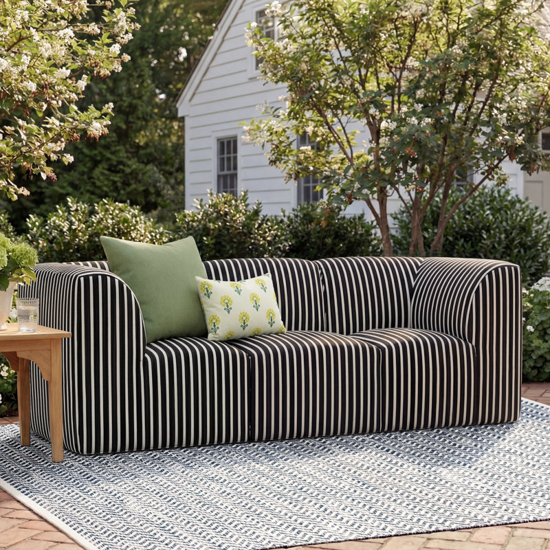 Eliana 96" Sunbrella® Outdoor Sofa, Shore Classic Black Stripe Sunbrella®