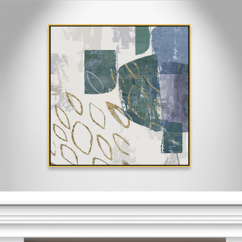Shape of Formation III - Blue Square Version Print par Casa Fine Arts, H 41,5 po x l 41,5 po, Or