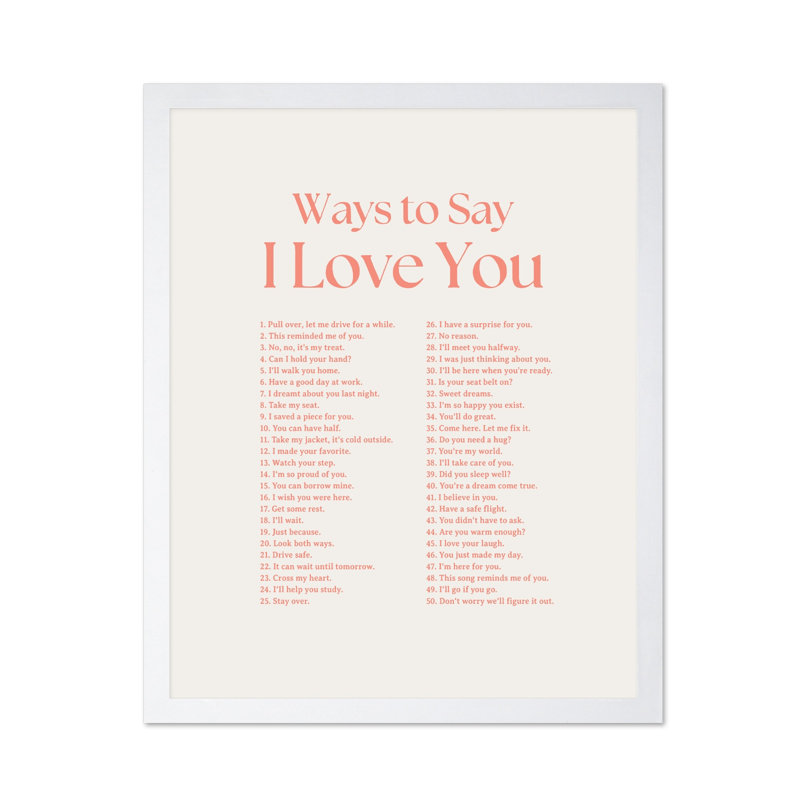 Ways To Say I Love You No2, H 12 po x l 16 po, Affiche, Encadrement blanc