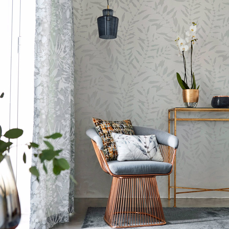 Chaconia Shimmer 10.05m x 68.6cm Wallpaper Roll, Stone