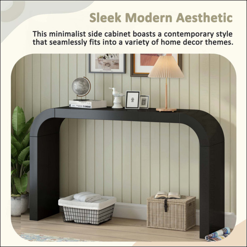 Wood 52'' Console Table, Black, 30.9" H x 52.25" W x 11.81" D