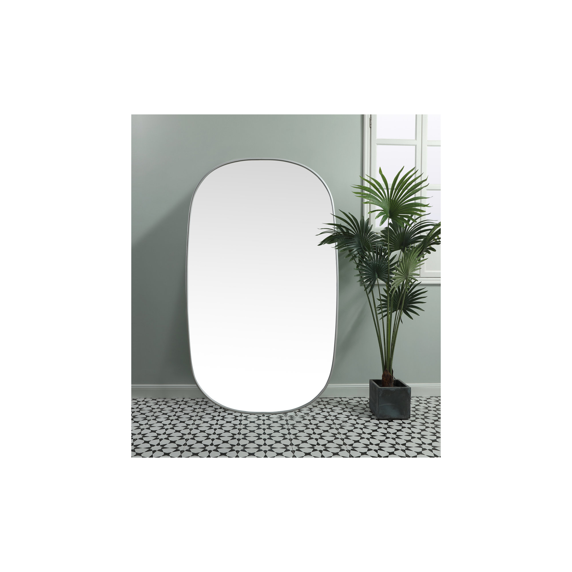 Bertin Metal Oval Wall Mirror, 60"  x 36" , Silver