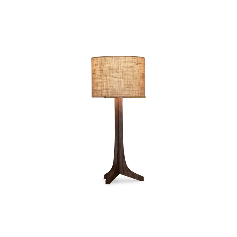Lampe sur pied 59 po Nauta, Toile de jute, Laiton brossé / noyer teint foncé / noir