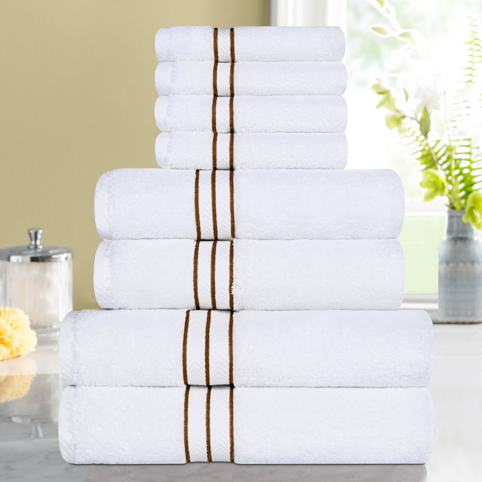 Josann 8-Piece Turkish Cotton Towel Set, Toast