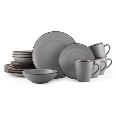 Pfaltzgraff Bryson 16 Piece Dinnerware Set, Service for 4, Black