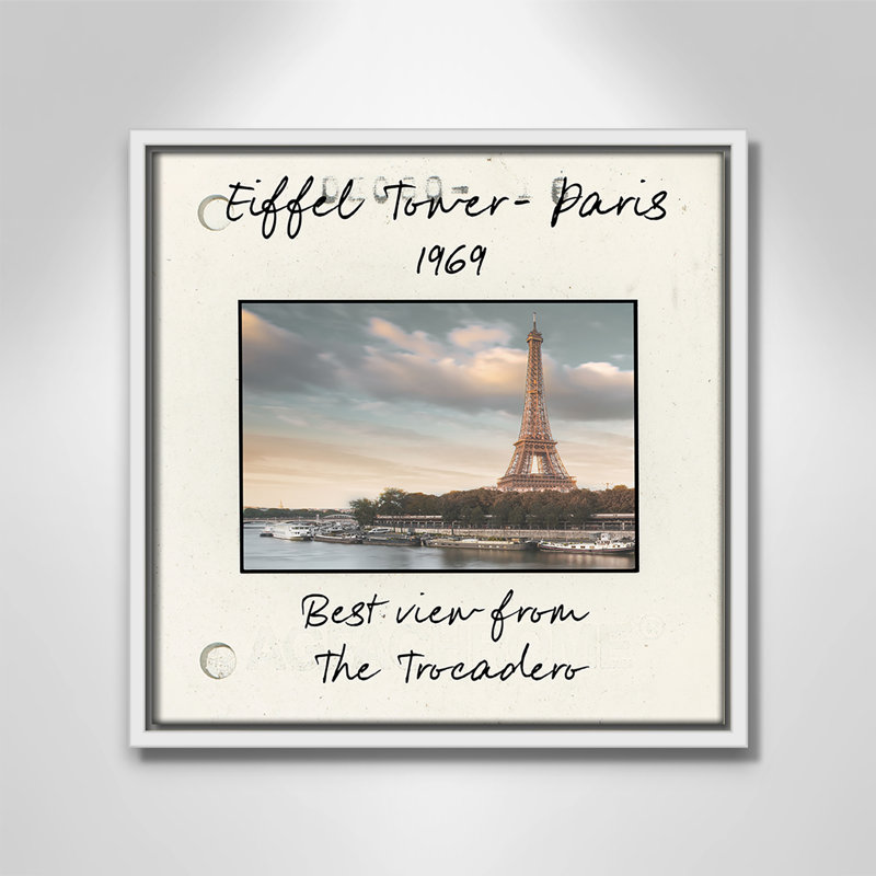 «Paris Paris - Eiffel View Print» par Danita Delmont, H 13,5 po x l 13,5 po x P 2 po, Toile encadrée flottée blanche