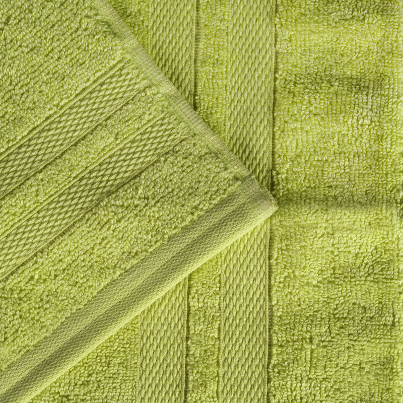 Serviette de bain ultra-douce en coton uni double ligne Dobby, Céleri