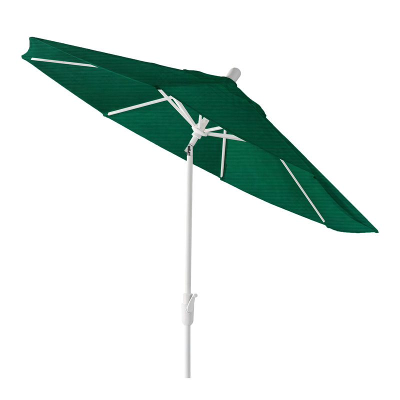 Parasol de marché Sunbrella 9 'Jericho, Sable blanc, Toile Sunbrella® vert forêt