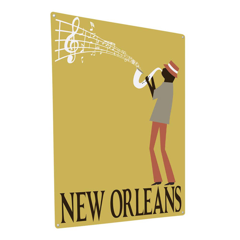 New Orleans Man Saxophonist sur impression sur métal, H 11,5 po x l 8,5 po x P 0,04 po