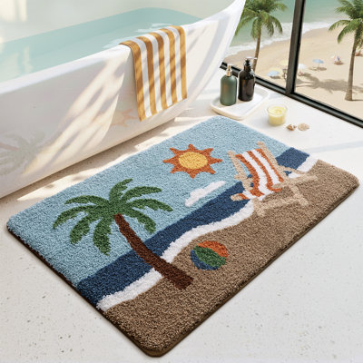 Tapis de bain de plage antidérapant, lavable à la machine, absorbant et doux