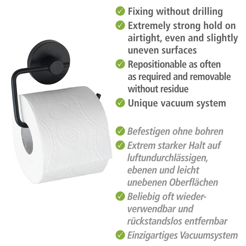 Vacuum-Loc Rund Schw Wall Mounted Toilet Paper Holder