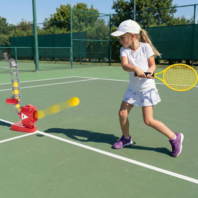 Kids Pitching Machine Toys, 2 In 1 Rc Baseball Tennis Pitcher, Auto Ball Launching Bat, Boy Outdoor Outside Sports Backyard Game