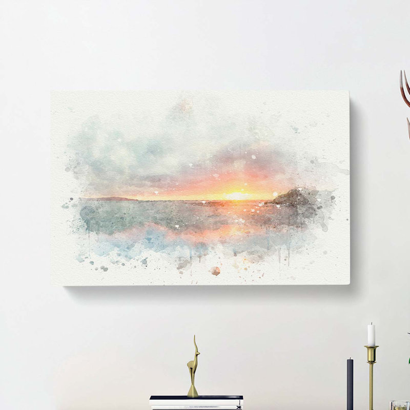 Pacific Coast Sunset In Abstract - Wrapped Canvas Painting, 35cm H x 50cm W x 3cm D