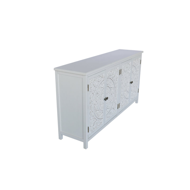 Armoire d'appoint 60 "avec 4 portes, buffet rustique en bois rustique - Armoire polyvalente avec rangement pour rangement et organisation