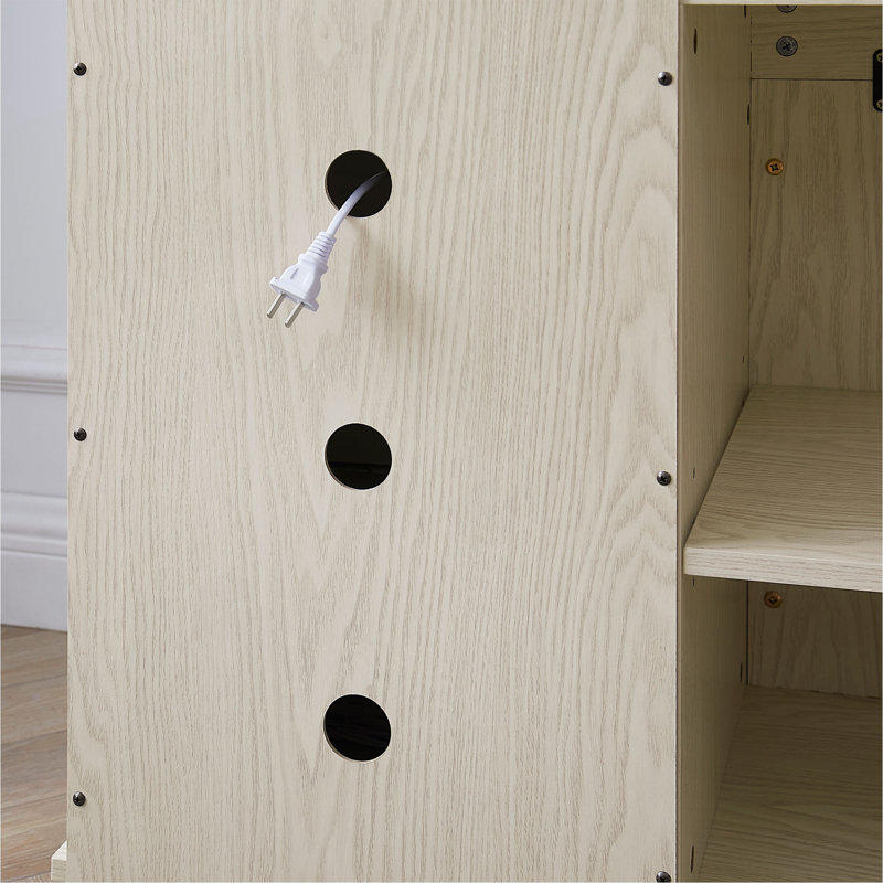 Crédence de rangement Jazai, Blanc, H 26 po x l 58 po x P 15 po, Non