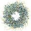 Couronne de marguerite bleue pour la porte d'entrée - Couronne florale artificielle printemps été en soie avec eucalyptus et lavande