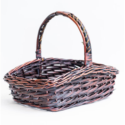 Mahogany Willow Rectangular Handled Basket