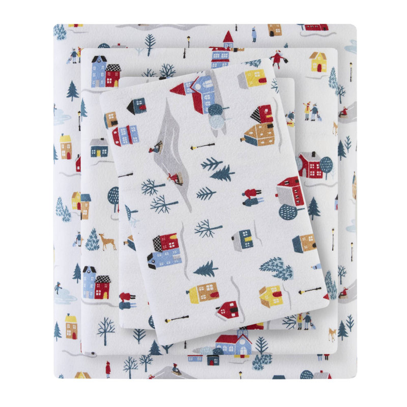 Twin XL Gray Cotton Flannel Plaid Bedding Set