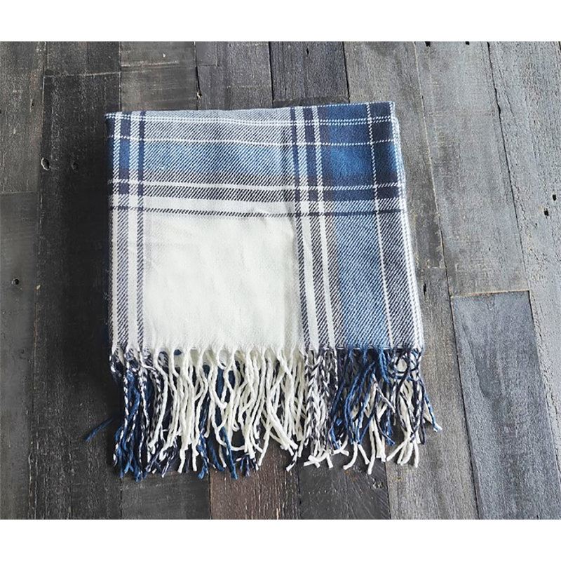 Sevan Collection Hand Woven Throw Blanket, Navy Blue