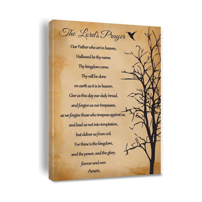 Our Father Prayer Wall Art,Christian The Lords Prayer Decor,Inspirational Quotes Bible Verse Scripture Print Canvas Painting Christian Prayer Room Office Church Decor Framed 16 * 24 inch