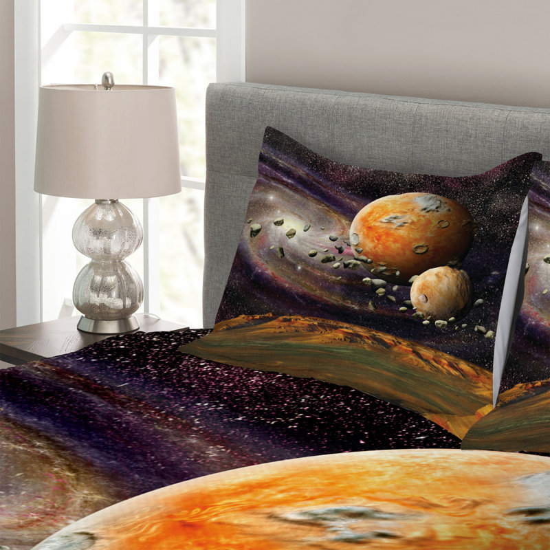 Green/Purple/Yellow/White 100% Microfibre Bedspread, 220 x 264 cm
