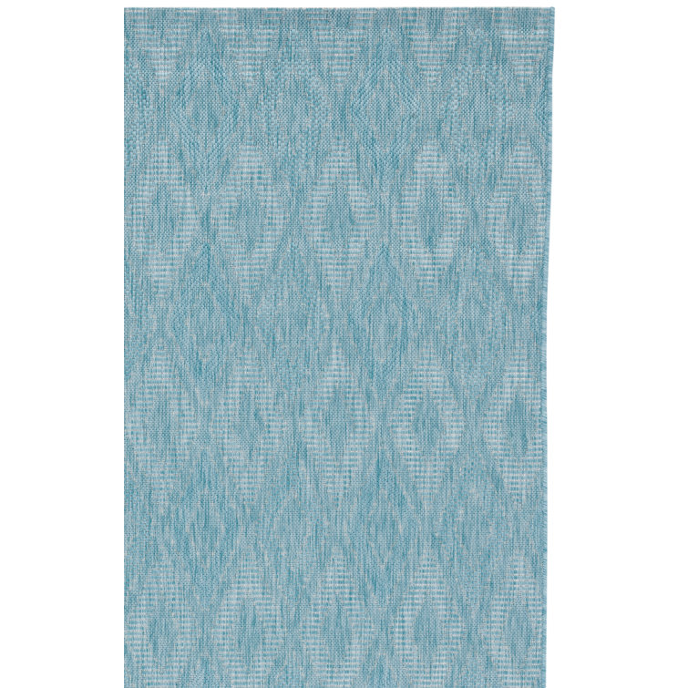 Ajacia Geometric Aqua Area Indoor/Outdoor Area Rug