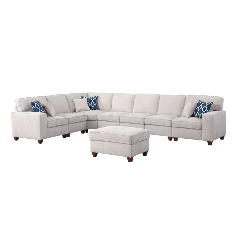Upholstered Sectional, Beige Chenille