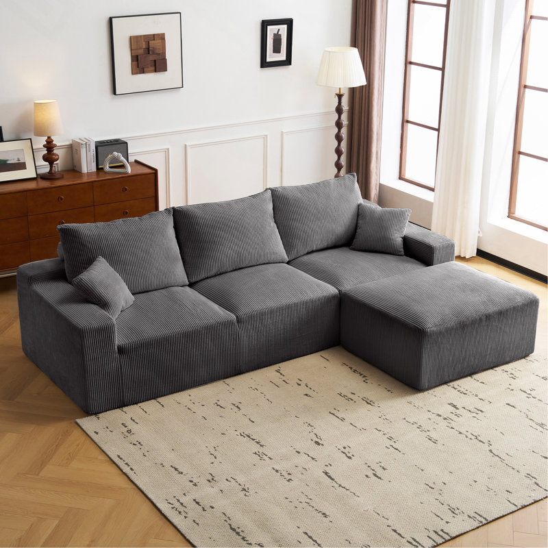Canapé modulaire en L «110», Gris, H 24 po x l 110 po x P 74 po