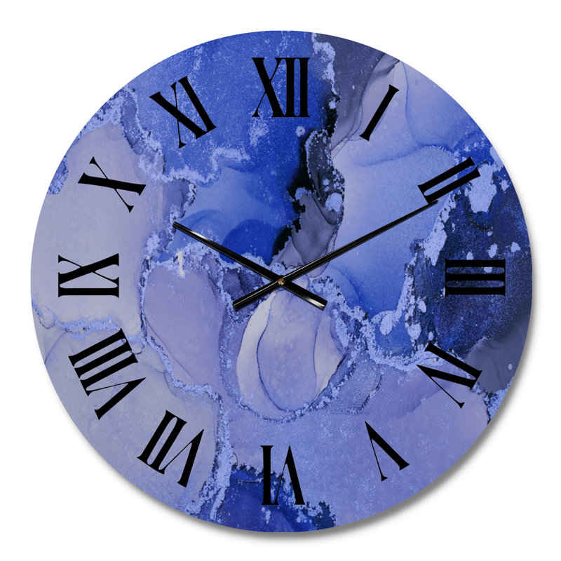 Horloge murale moderne de luxe avec art abstrait I, Médium, Bleu / Noir