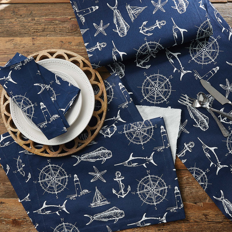 Locri Dining Linens, Blue, 72" x 15"