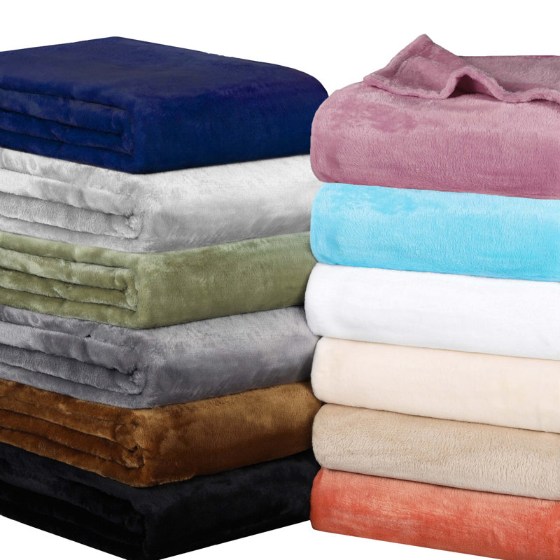 Linen Plush Microfiber Fleece Throw Blanket