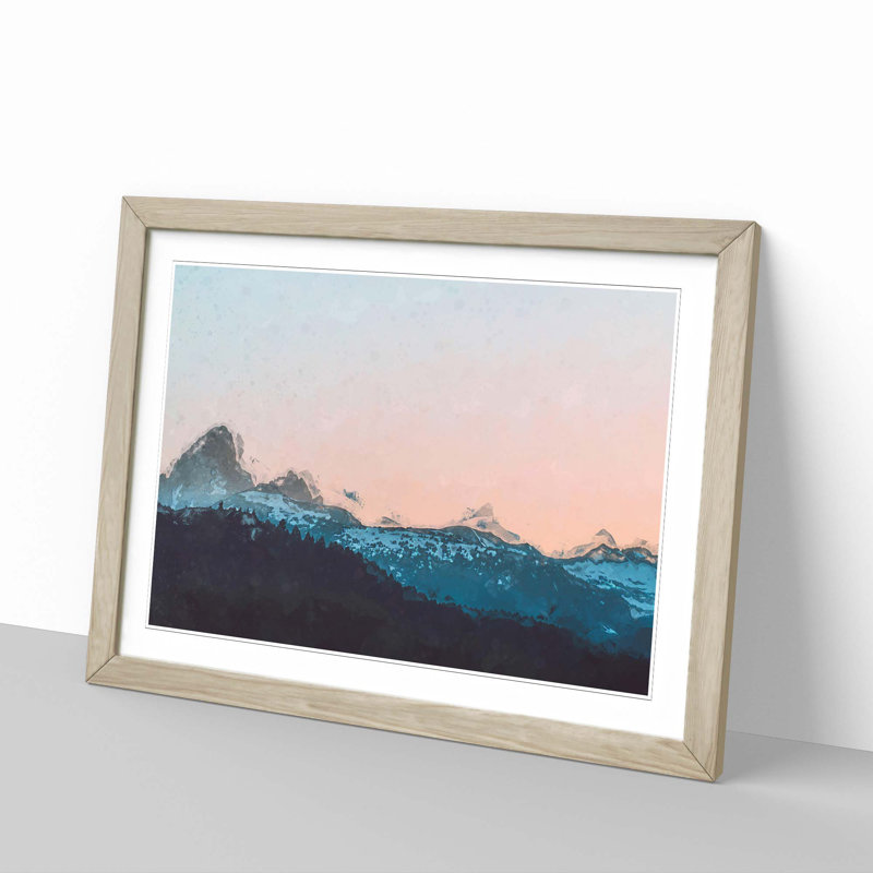 Sunrise Behind Grand Teton in Abstract - Framed Print, 36cm H x 48cm W x 2cm D, Oak Framed