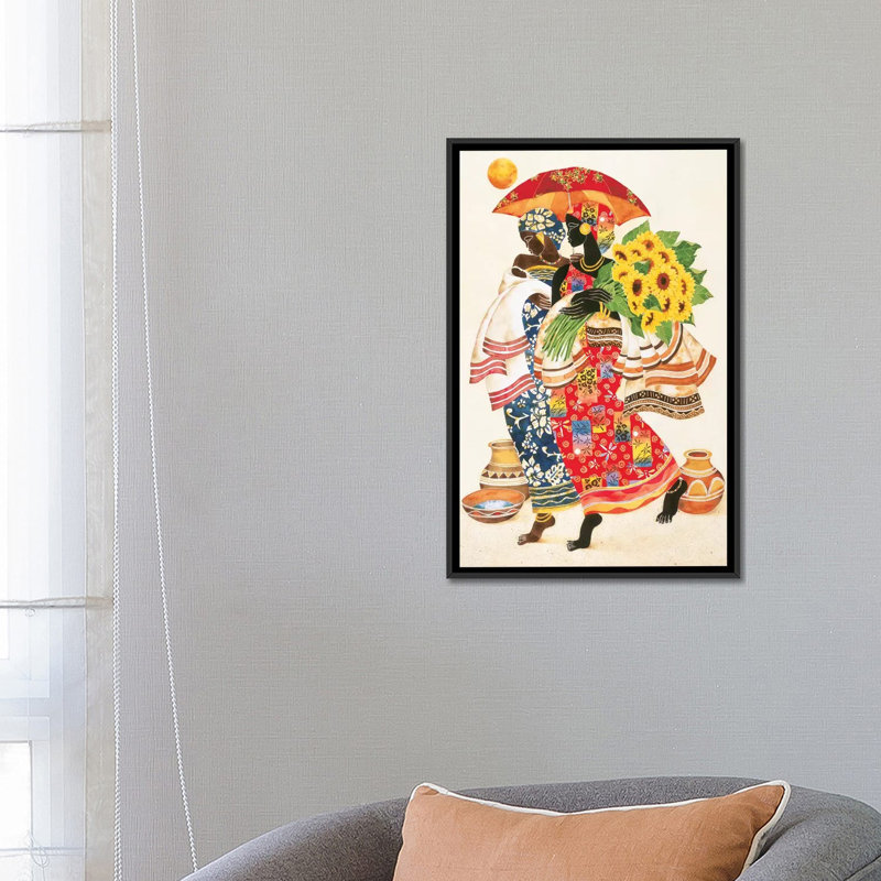 «Sunflowers», impression sur toile, H 26 po x l 18 po x P 1,5 po, Toile avec cadre noir, Pas de tapis