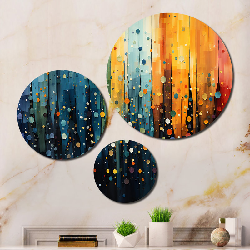 Colorful Mid Century Bold Breeziness I - Mid-century Metal Art Print Set