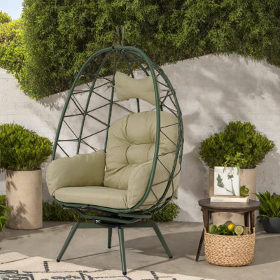 Chaises longues pivotantes de patio, chaise en rotin moderne en acier pour la maison
