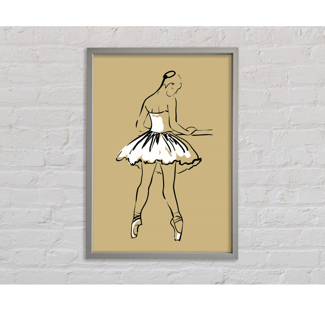 Beige Weiß Ballerina 2 - Einzelner Bilderrahmen Kunstdrucke auf Leinwand