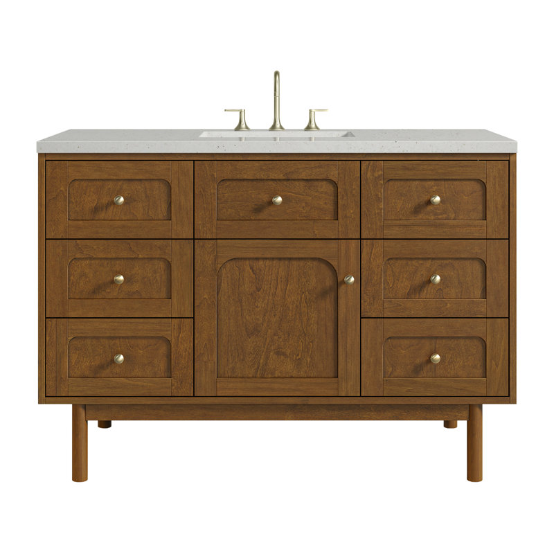 Laurent 48" Single Bathroom Vanity Set, Lime Delight, 8" Widespread, Honey Brown
