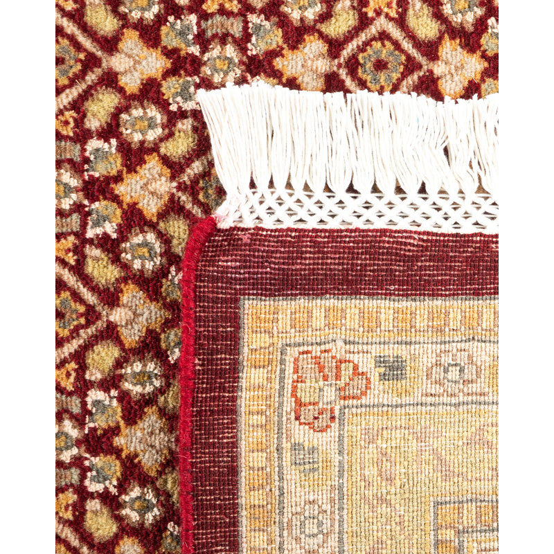 Tapis unique rouge / beige / ivoire noué à la main 8 pi 3 po x 10 pi 2 po Hayner