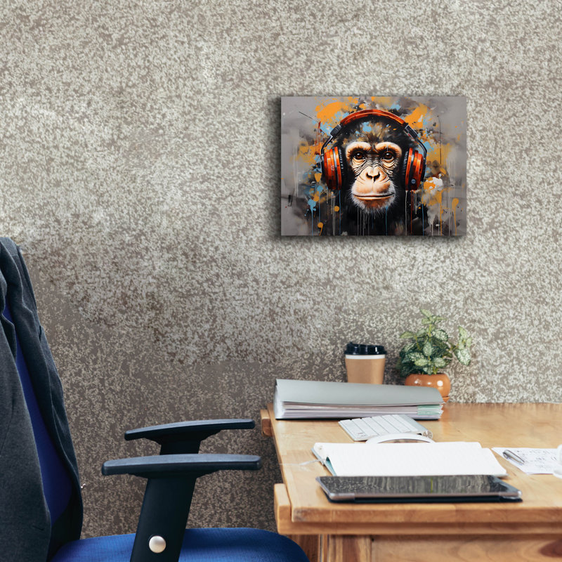 «Epic Graffiti», «Monkey» par Andreas Magnusson, art mural sur toile, H 12 po x l 16 po x P 0,75 po