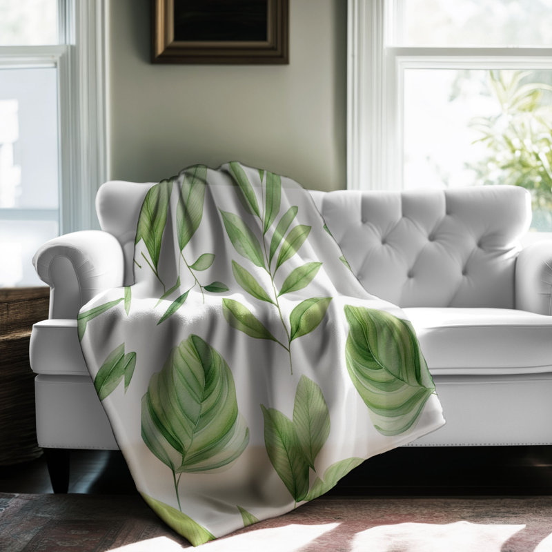 Couverture en sherpa de qualité supérieure Fresh Foliage - 1 pièce, Grand lit