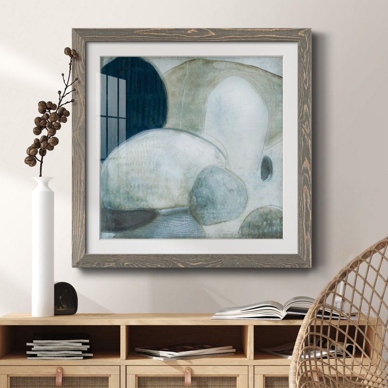 Aucune pierre non retournée - peinture encadrée, Cadre gris, H 27,5 po x l 27,5 po x P 1,5 po