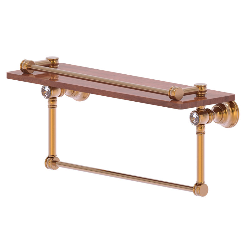 Tablette en bois massif avec barre à serviettes Freyja Ironwood, H 5,54 po x l 16 po x P 7,4 po, Bronze brossé