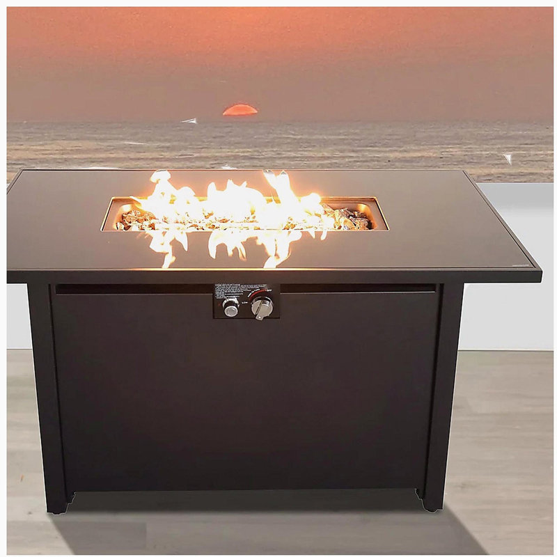42'' Smoked Glass Metal Rectangular Pit