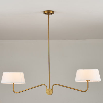 2 - Light Kitchen Island Pendant Light Brushed Brass Finish