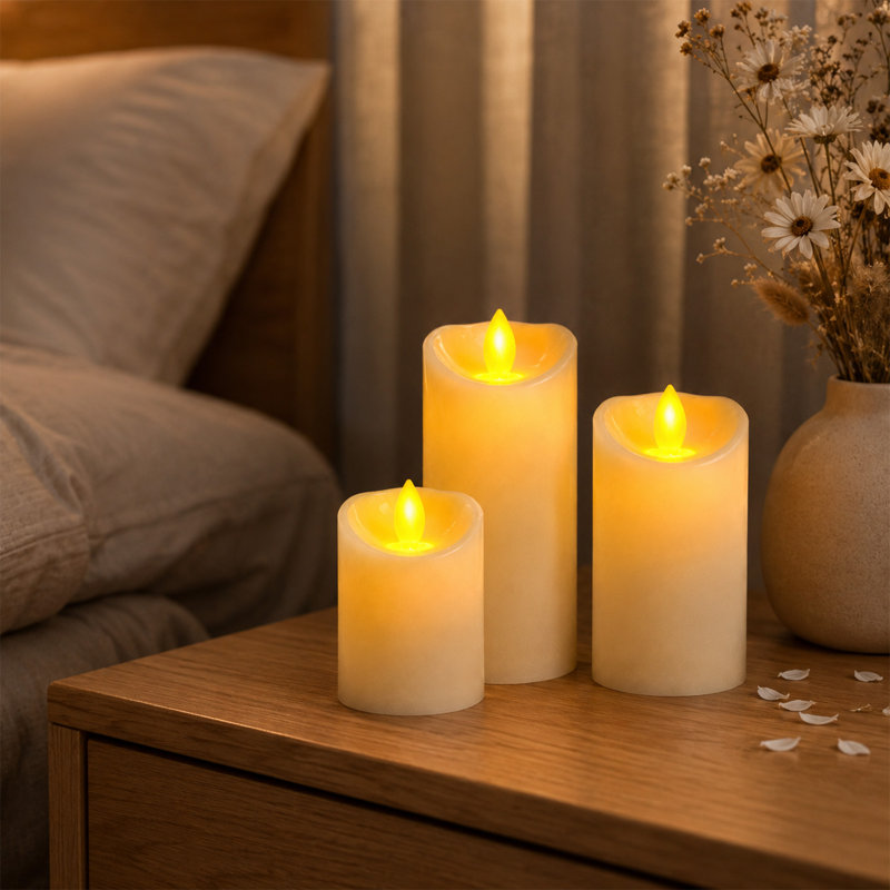 3-Pack Multi-functional Remote Flameless Candles (S/M/L)–Lively Realistic Flicker, Adjustable Timer & Brightness